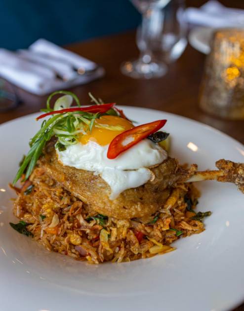 Close-up of a traditional Thai dish on the menu of the Siam restaurant in Saint-Jean-sur-Richelieu.